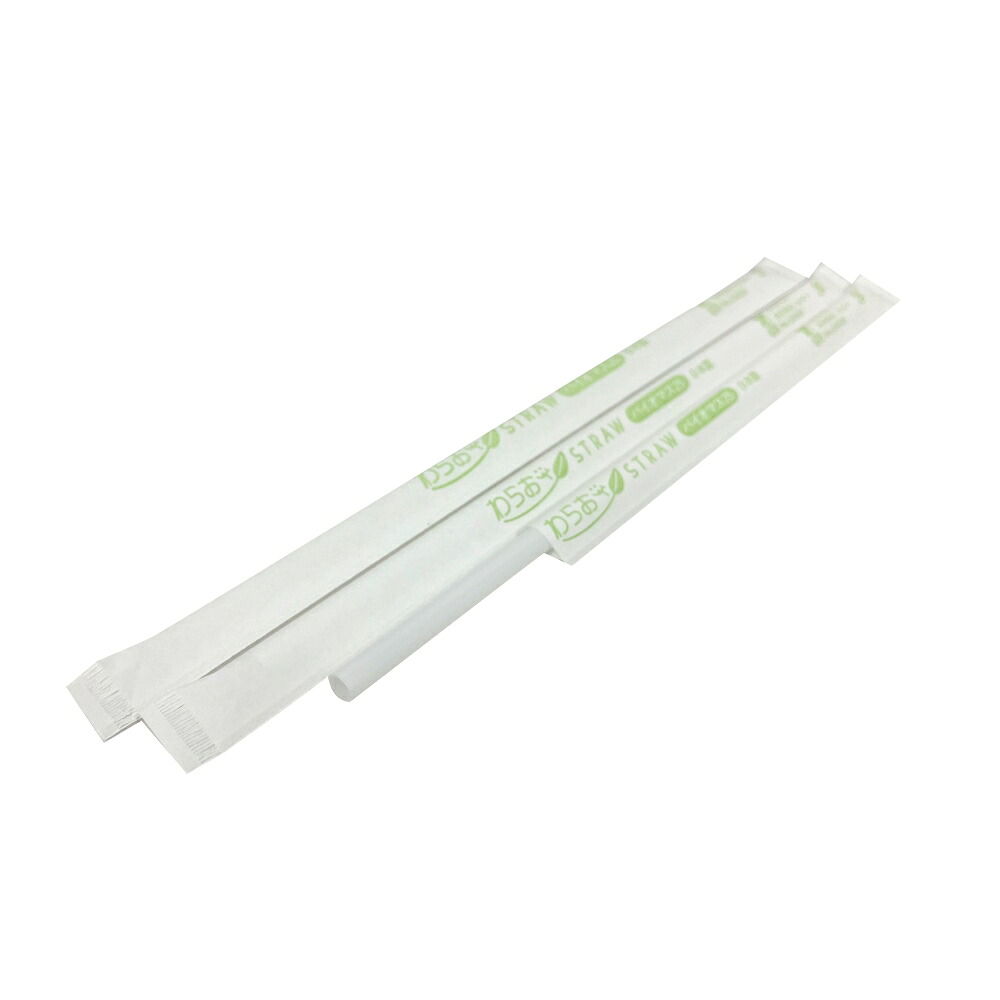【期間限定P2倍】 ストレートストロー(バイオマス)　6mm×21cm　紙包装　白色(B469)　 500本入×20箱【メーカー直送・代引き不可・時間指定不可・沖縄、離島不可】