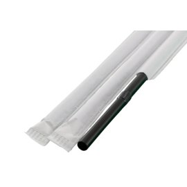 フレックスストロー 6mm×21cm 紙包装 黒色 500本入×20箱(輸入品)