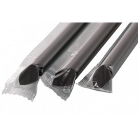 【納期未定】【2026年2月以前からのリピーター様限定】ストレートストロー 片先斜めカット品 12mm×25cm フィルム包装 黒色 130本入×12箱【メーカー直送・代引き不可・時間指定不可・沖縄、離島不可】