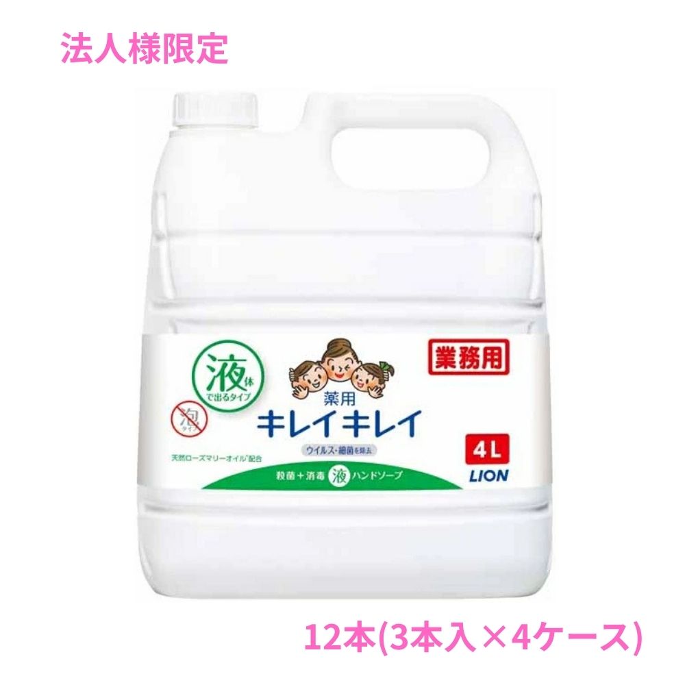 【継続期間制限事項P2倍】 【法人様制限事項】百獣の王 キレイキレイ薬用流動物御手手石ケン 4L×3本入×4容れものロット【取り寄せ商いもの・代引っ張ること不可・第四次元任じる不可・沖縄、北海道、離島不可】