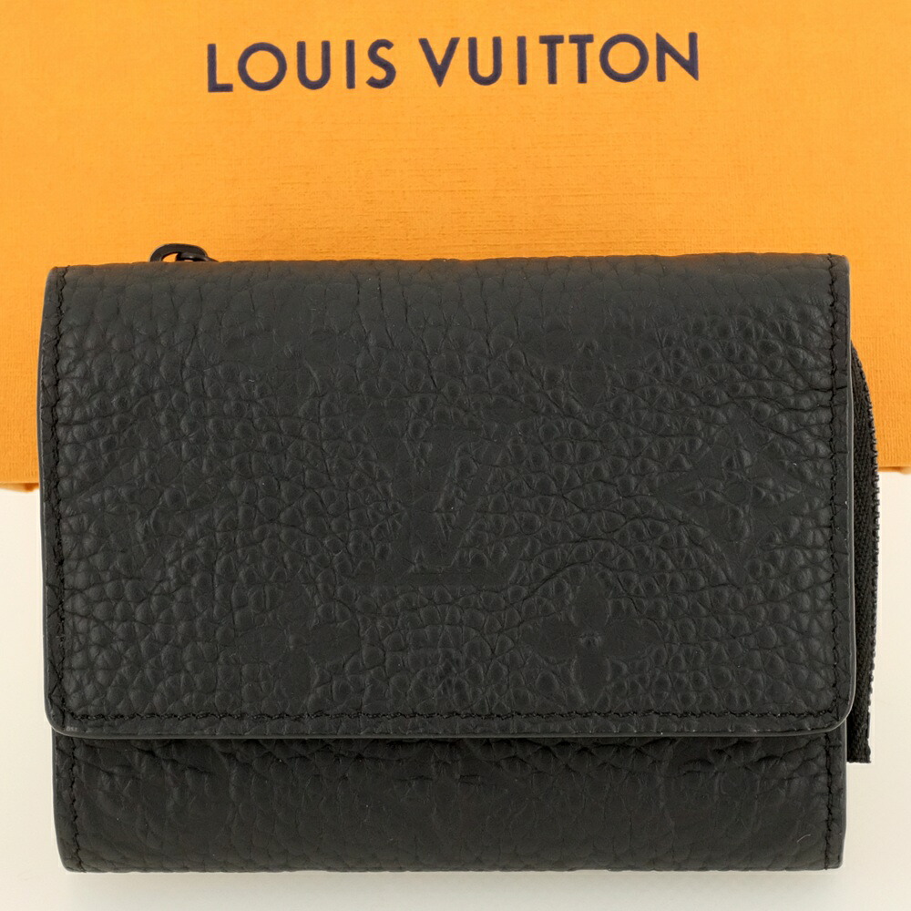 LOUIS VUITTON ルイヴィトン ポルトフォイユ･飛行士 三つ折り札入れ（御釣り入れあり） モノグラム・トリヨンレザー 黒いこと 黒 M82556 【中古】