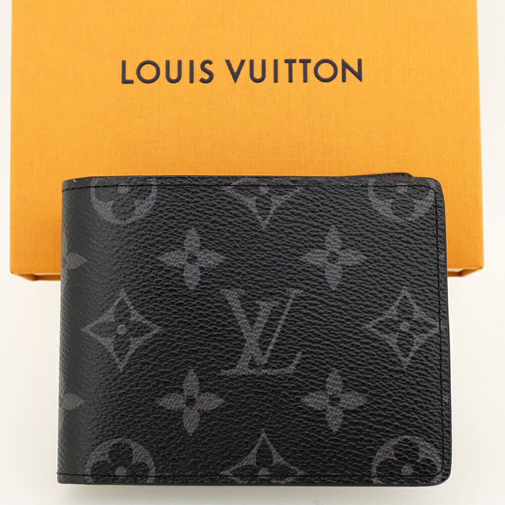 【新品同様】LOUIS VUITTON ルイヴィトン ポルトフォイユ・スレンダー 二つ折り財布（小銭入れなし） モノグラム・エクリプス M62294 RFID（ICチップ入り）【中古】
