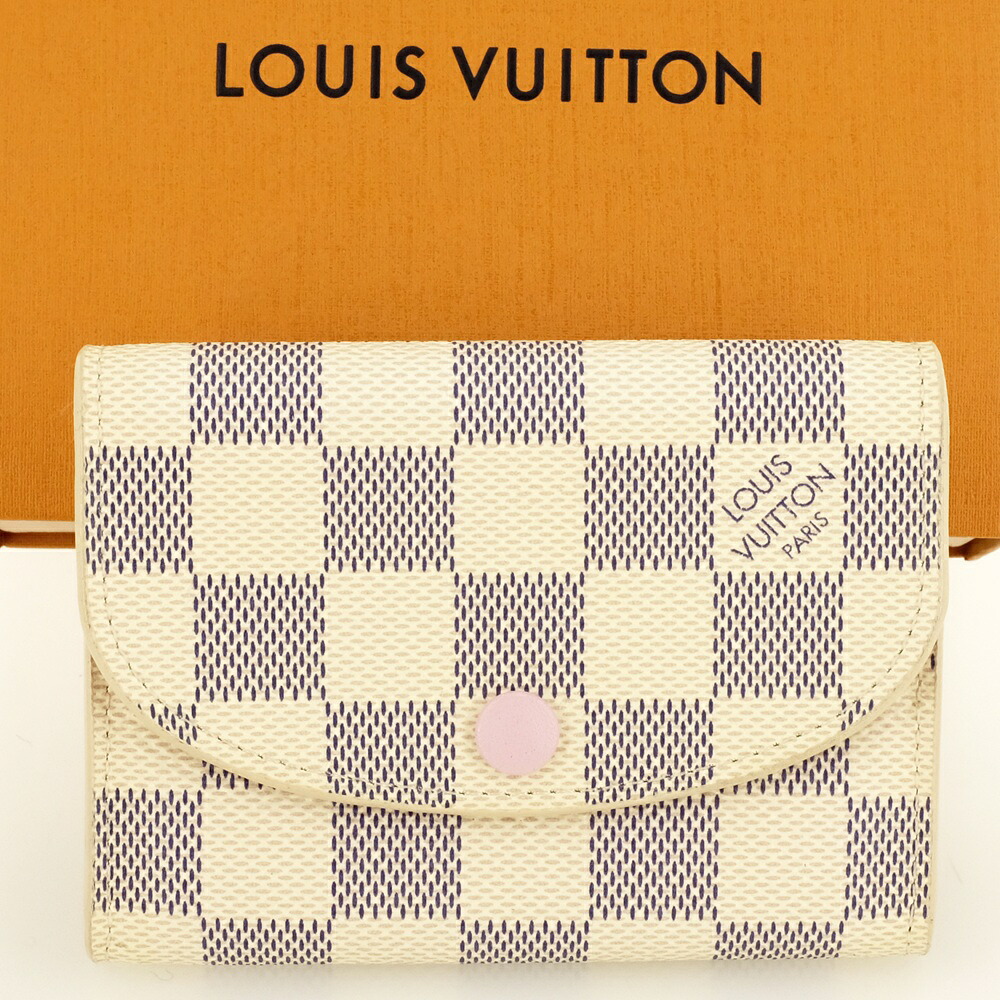 LOUIS VUITTON ルイヴィトン ポルトモネ・ロザリ パウダーコンパクト紙入れ（御釣り入れあり） ダミエ・アズール サクラ色・バレリーヌ N61276 【中古】