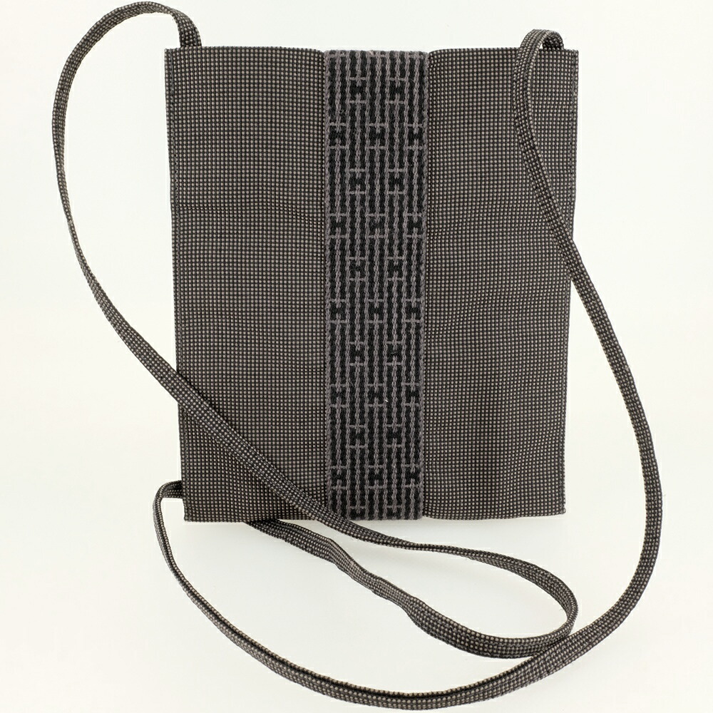 【美品】HERMES エルメス 叫びごえ伝達ルート ポシェット ショルダーバッグ 100967M ナイロン帆布 薄墨色 【中古】