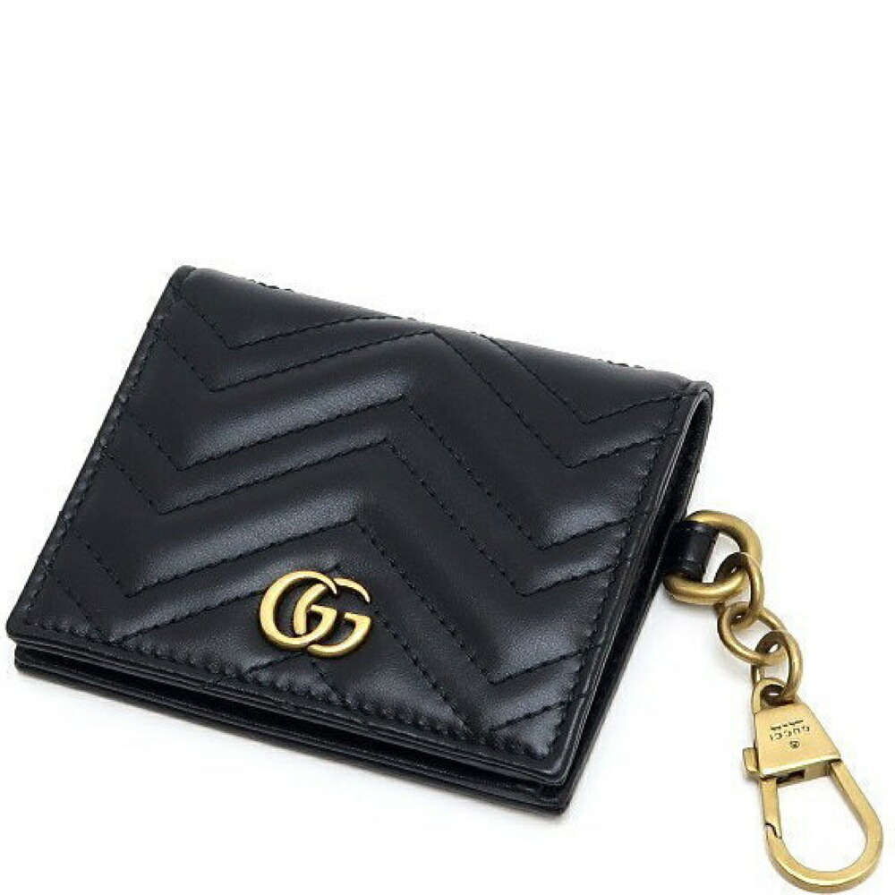 【未当てはめる品】GUCCI グッチ GGマーモント 紙入れ 二つ折り紙入れ（御釣り入れなし） 子ウシ 黒いこと 546579 保護すること袋 【新古品】