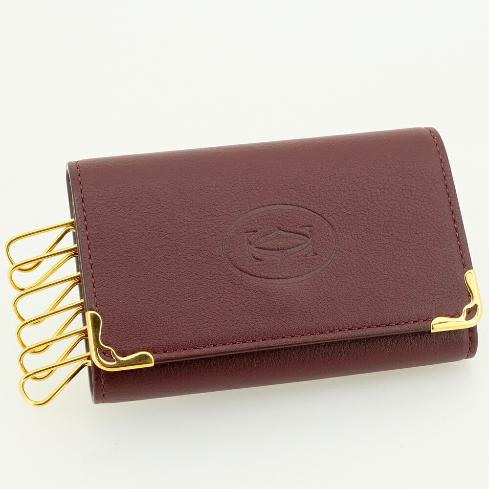 【美品】Cartier カルティエ マストライン 6連キーケース ボルドー ゴールド金具 L3001358 【中古】