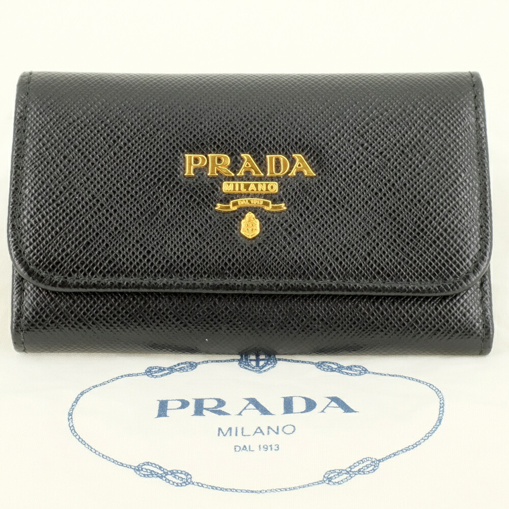 こむそん【新品】PRADA キーケース リボン PRADA プラダ 6連キーケース リボンモチーフ サフィアーノレザー