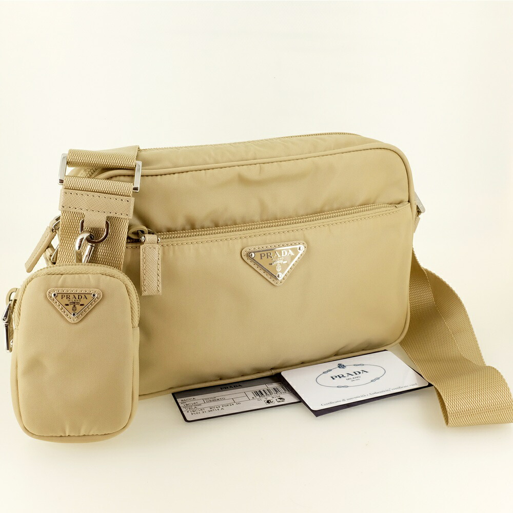 【美品】PRADA プラダ ショルダーバッグ 1BC167 RV44 F0F24 斜め掛け レディース ベージュ 保存袋 ギャランティーカード【中古】|ノースプラザ 店