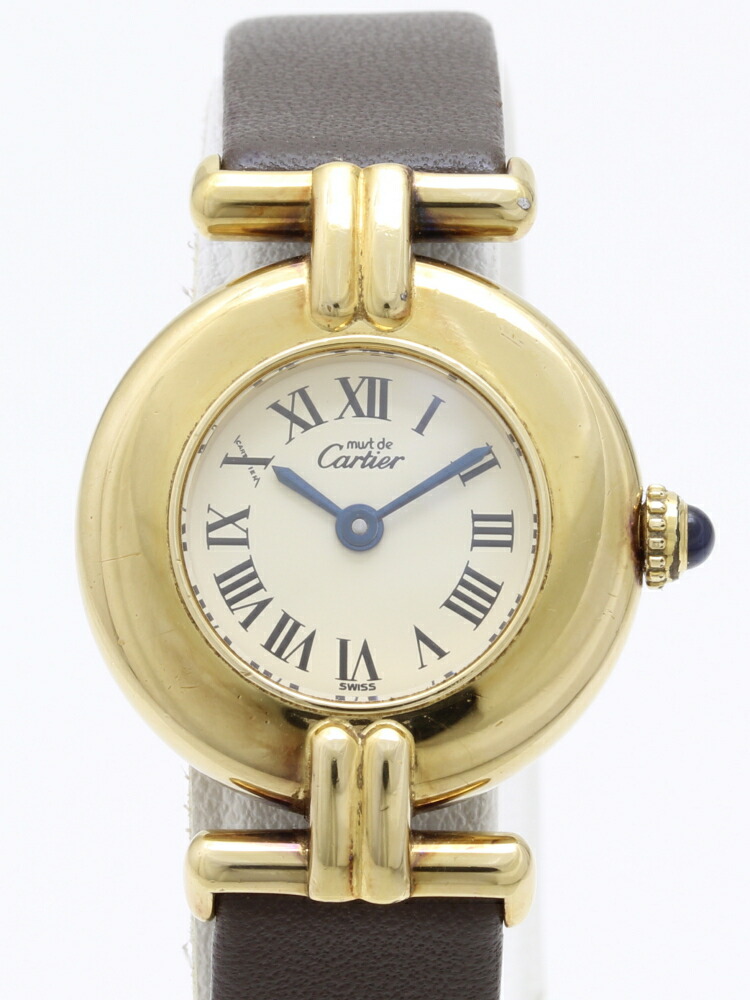 専用【電池交換済】カルティエ コリゼ レディース ゴールド カルティエ (CARTIER) マストコリゼ ゴールドプレート レザー