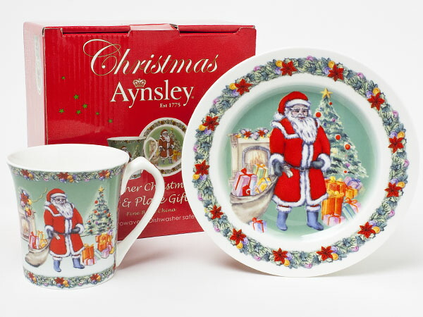 エインズレイ クリスマス マグカップ＆一皿（ファザークリスマス） aynsley-15茶の葉のふじい・藤井茶舗