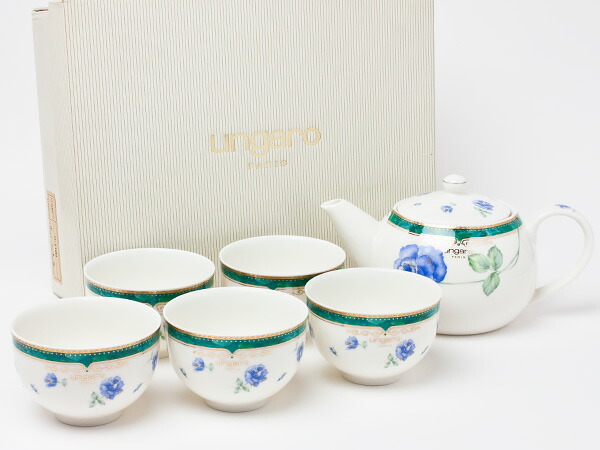 ウンガロ 急須＆湯呑仕掛ける（5客） ［湯のみ 5客 仕掛ける］ ungaro-02 茶の葉のふじい・藤井茶舗