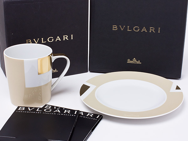 ブルガリ ベージュ×ゴールド マグカップ＆デザートプレート bvlgari-25