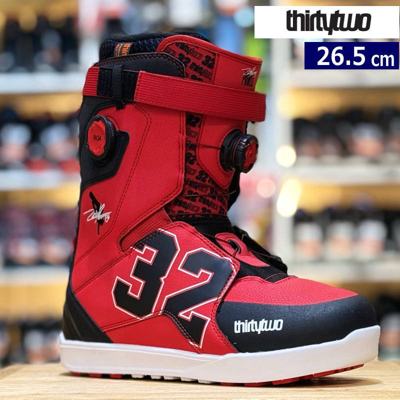 メンズ スノーボードブーツ 25-26 THIRTYTWO LASHED ZEB DOUBLE BOA ｶﾗｰ:BLK RED 26.5糎 サーティーツー ラッシュド ボア 型挙げ句の果て 日本置き目品