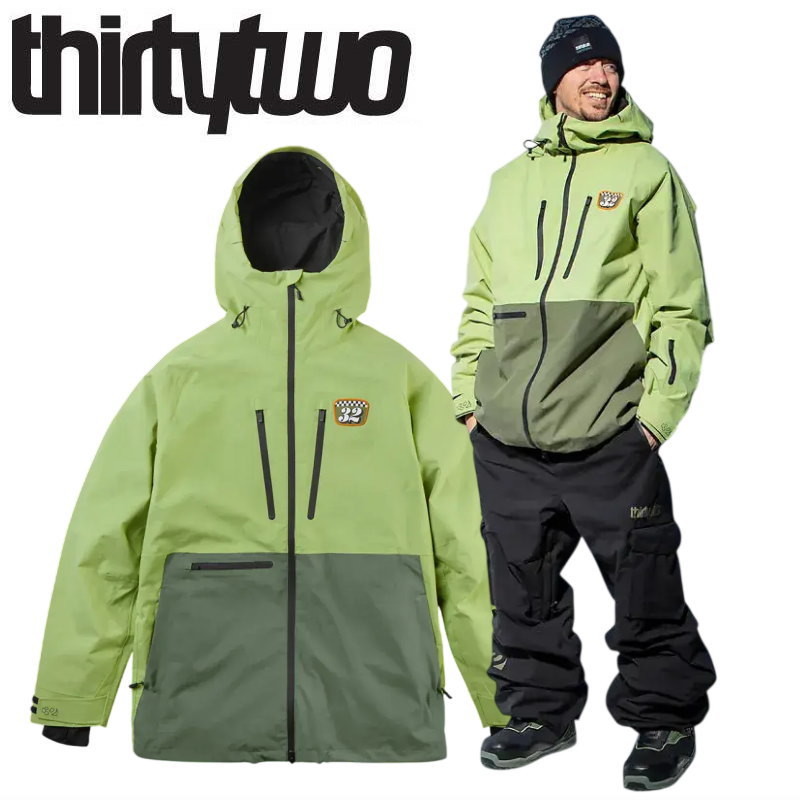 25-26 THIRTYTWO TM RECYCLED PATCH JACKET ｶﾗｰ:MOSS サーティツー 上衣 JKT メンズ スノーボード スキーの板 スノボウェア ★ 型挙げ句の果て 旧ひな形 日本定め事品