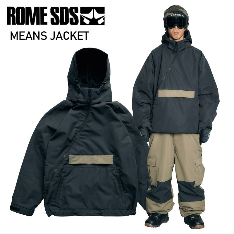 ★ 25-26 ROME SDS MEANS JACKET BLACK ローム スノボウェア スノーボード 上衣 ユニ一発やる メンズ レディース JKT 2025-2026 型挙げ句の果て 旧模範例 日本置き目品