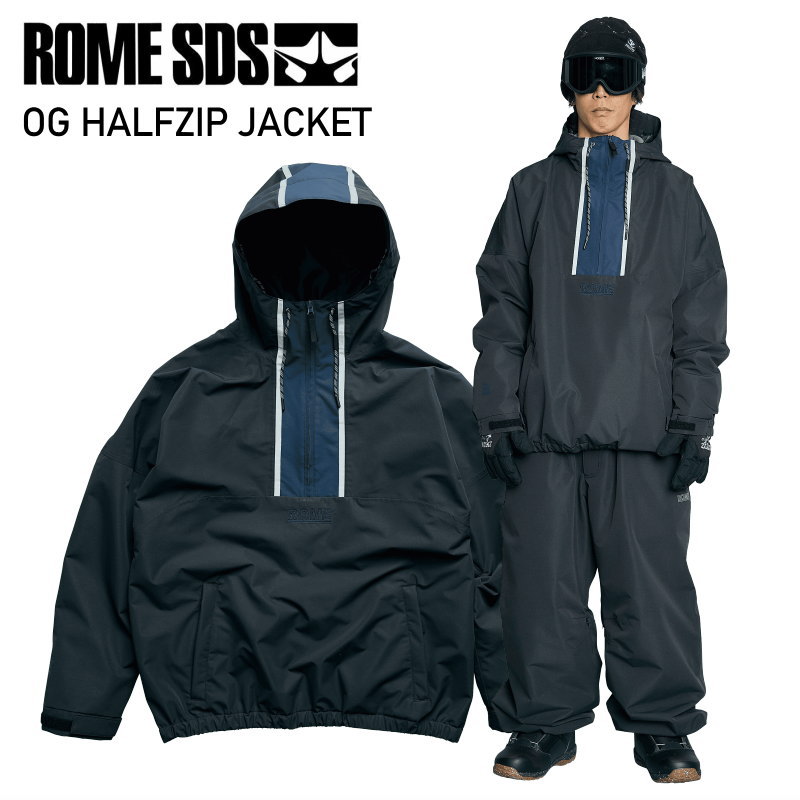 ★ 25-26 ROME SDS OG HALFZIP JACKET BLACK ローム スノボウェア スノーボード 上衣 ユニ一発やる メンズ レディース JKT 2025-2026 型挙げ句の果て 旧模範例 日本置き目品
