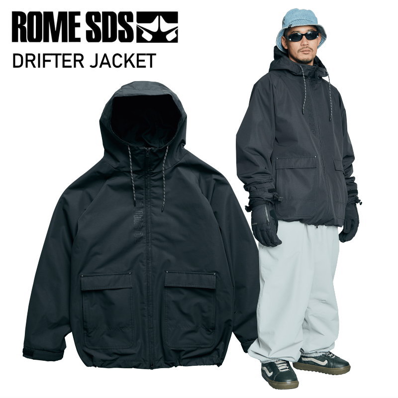 ★ 25-26 ROME SDS DRIFTER JACKET BLACK ローム スノボウェア スノーボード 上衣 ユニ一発やる メンズ レディース JKT 2025-2026 型挙げ句の果て 旧模範例 日本置き目品