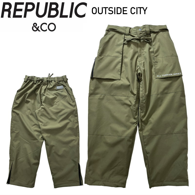 ★ 25-26 REPUBLIC OUTSIDE CITY PANTS ｶﾗｰ:OLIVE 民主政治 スノボウェア メンズ スノーボード ズボン下 PNT 日本置き目品 ウィンタースポーツ-メンズウェア