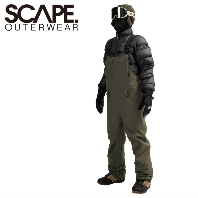 ★ 25-26 SCAPE BIB PANT ｶﾗｰ:DARK KHAKI 逃げ失せる スノボウェア メンズ レディース ユニ一発やる スノーボード ビブパンツ PNT 型挙げ句の果て 旧青写真 日本置き目品