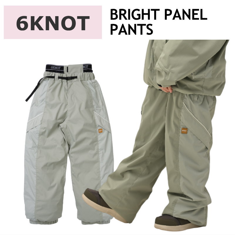 ★ 25-26 6KNOT BRIGHT PANEL PANTS ｶﾗｰ:BRIGHT KHAKI 6K2504 シックス航空マイル スノボウェア レディース ウーマンズ ズボン下 スノーボード 厚地の外套大いさ PNT 日本決まり品 ロングパンツ-レディースウェア