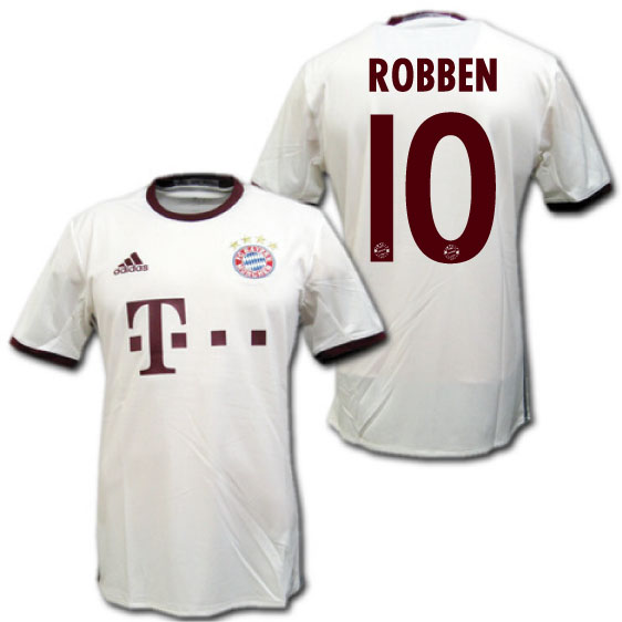 レプリカユニフォーム 21特集 Robben ロッベン アディダス製 バイエルンミュンヘン 16 17 サード 白 10