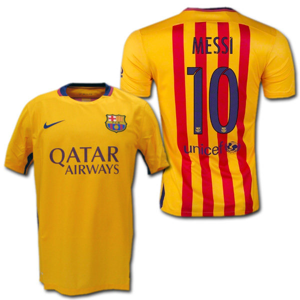 楽天市場 Fcバルセロナ 15 16 アウェイ 黄色 10 Messi リオネル メッシ Nike O K A フットボール