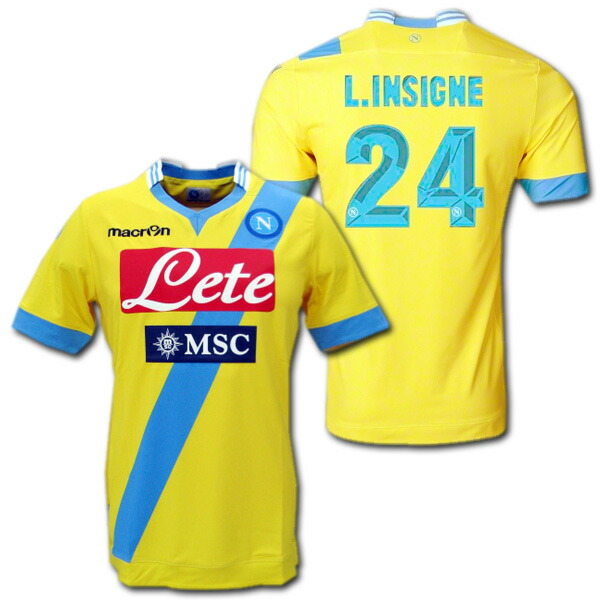 ナポリ 13/14 3rd(黄色) 半袖 #24 L.INSIGNE インシーニェ オーセンティック マクロン製|O.K.A.フットボール