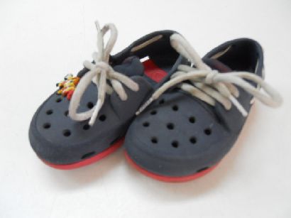 red and blue crocs
