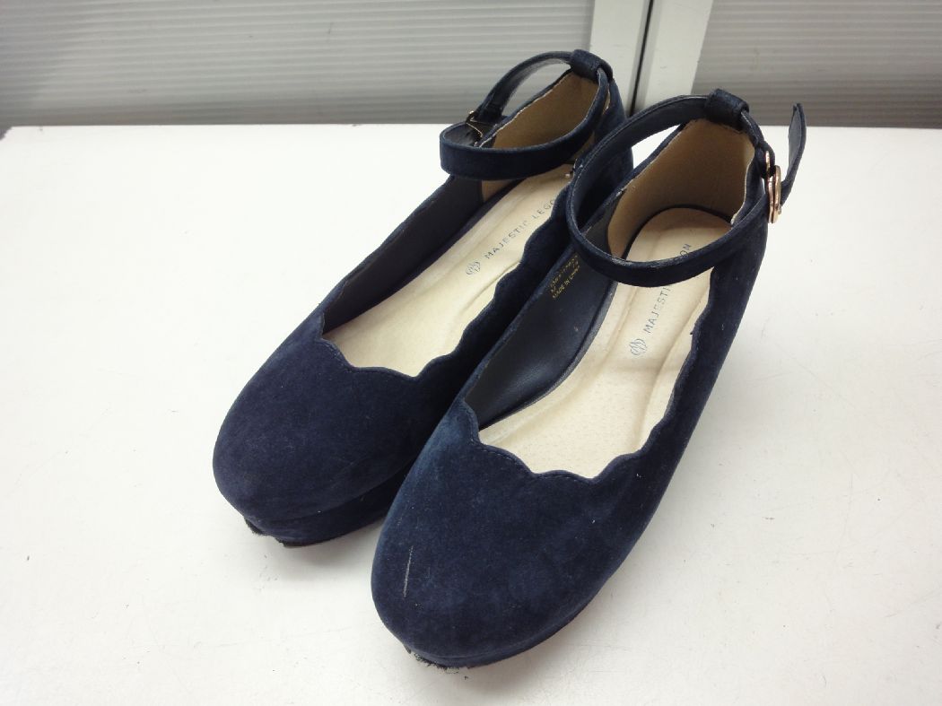 楽天市場 Majestic Legon マジェスティックレゴン M 約23 0cm 24 0cm ミニスカラップボリュームパンプス Navy ネイビー 紺 スカラップカットされたcuteな履き口のデザインが目を惹くフェミニンなパンプス 中古 Ok リユース シューズ ストア