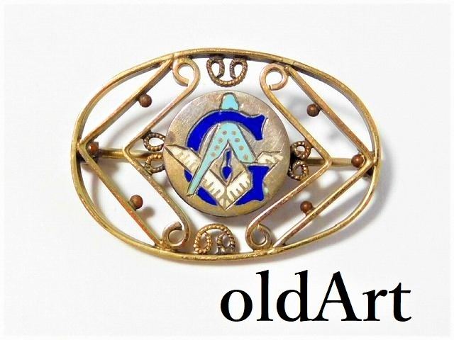 楽天市場 貴重アンティーク10 1910sフリーメイソン繊細彫刻ブローチピンバッジ M 中古 オールドアートアンティーク