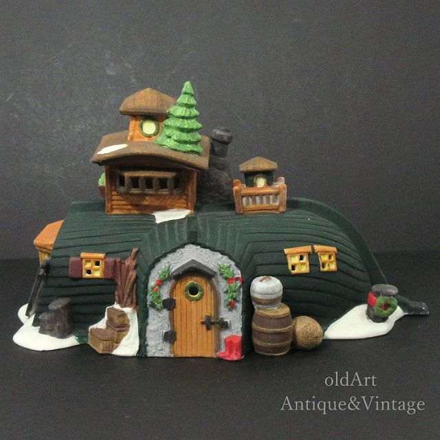 最安 USA 1989's Department56 Peggotty's Seaside Cottage SnowVillage 陶器製 ライト  オブジェ 照明 置物 www.