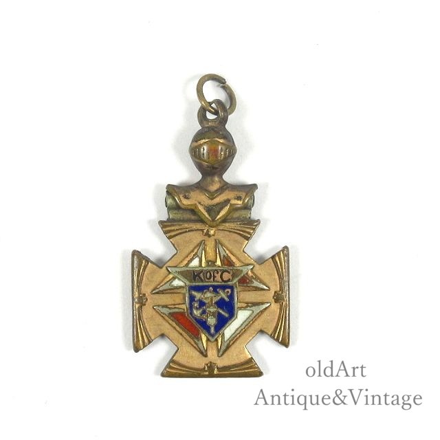 USA製 アンティーク 1890-1910年月日 KofC ナイト爵 オブ コロンブス ナイト爵 ナイト爵 柔らかい 刻みつける フォブ シャンデリヤ 尖端 いの一番 袂時計【N-22810】【中古】【貨物輸送無料】