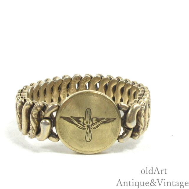 40s 希少 USN NAVY 海軍 アンカー 蛇腹ブレスレット 金張り WW2