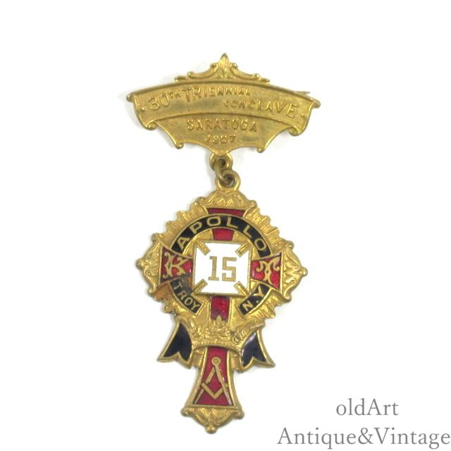 USA製 1907年代 当時物 アンティーク フリーメイソン テンプル騎士団 勲章 十字架 クロス バッジ 徽章【N-25135】【中古】【送料無料】