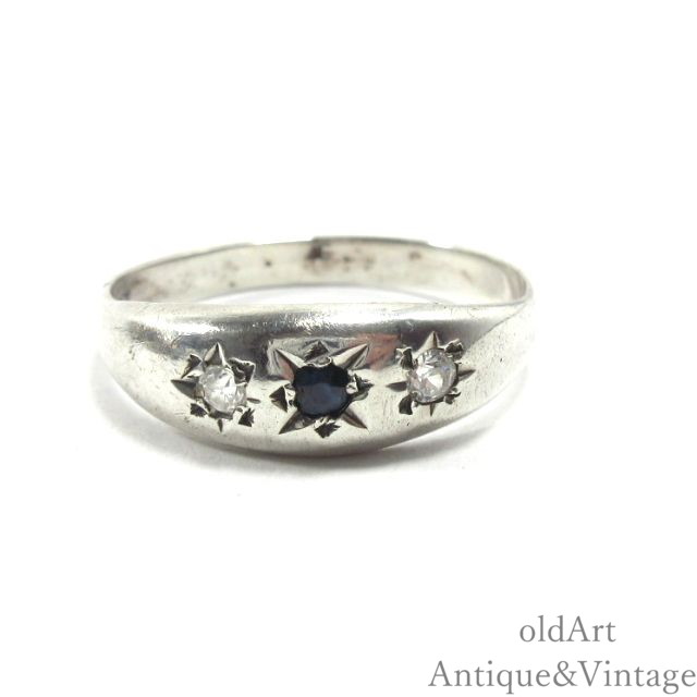 英国 イギリス製 ヴィンテージ Gypsy ring ジプシーリング ジルコニア シルバー 製 SILVER リング 指輪【13号】【N-26686】【中古】【送料無料】