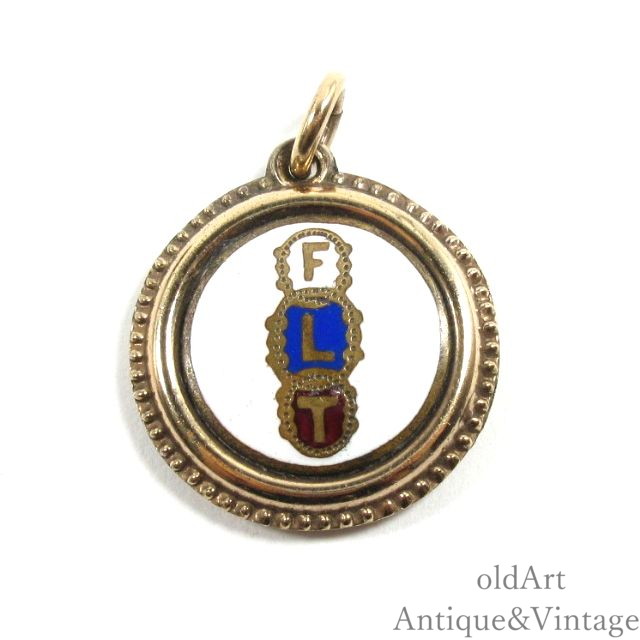 USA製 アンティーク 1910年代 Odd fellows オッドフェローズ FLT 七宝焼き フォブ シルバー ペンダント ヘッド ネックレス トップ 懐中時計【N-27313】【中古】【送料無料】