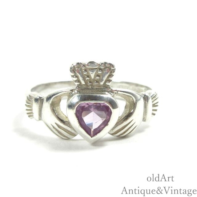 アイルランド製 F.N.M工房 伝統的な指輪 Claddagh Ring クラダリング ホールマーク 刻印【SILVER925】【15号】【N-28076】【中古】【送料無料】｜オールドアートアンティーク