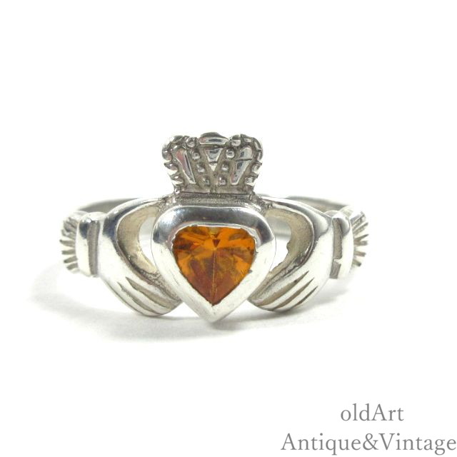 アイルランド製 F.N.M工房 伝統的な指輪 Claddagh Ring クラダリング ホールマーク 刻印【SILVER925】【15.5号】【N-28079】【中古】【送料無料】|オールドアートアンティーク