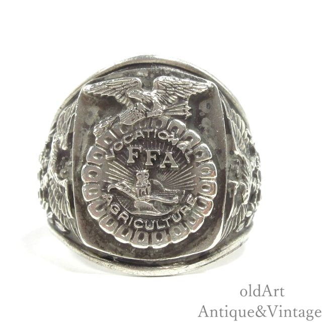 1970年代 BALFOUR バルフォア ヴィンテージ FFA 農業大学 メンズ カレッジ リング 指輪【SILVER 925】【20号】【N-28285】【中古】【送料無料】|オールドアートアンティーク