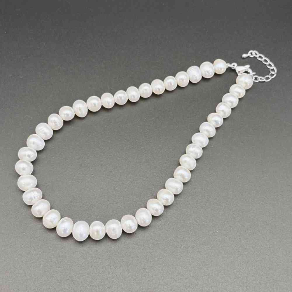 淡水パールネックレス　大粒10ｘ11ｍｍ　長430mm　プレゼント　パーティー　冠婚葬祭　天然物｜オールドローズジュエル