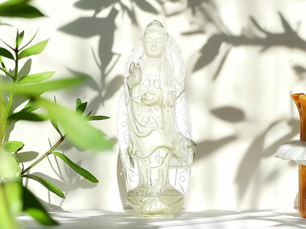 高級シトリン　美しい観音菩薩様　彫り物　天然石　実物綺麗 天然石シトリン観音菩薩様彫り物金運財運御利益