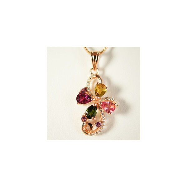 天然石トルマリン　ネックレス　多彩な色合　花音15ｘ30ｍｍ　パワーストーン　御守り石　風水石　誕生石　母の日　プレゼント