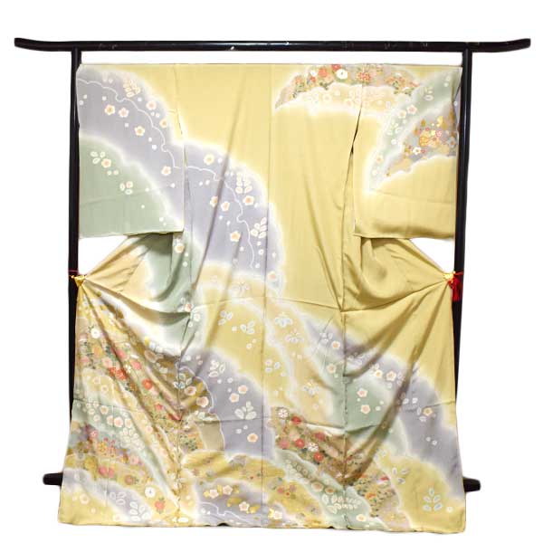 訪問着 生紬 仮絵羽 未仕立て品 正絹 ちりめん生地 京友禅｜和装小物 ONLY