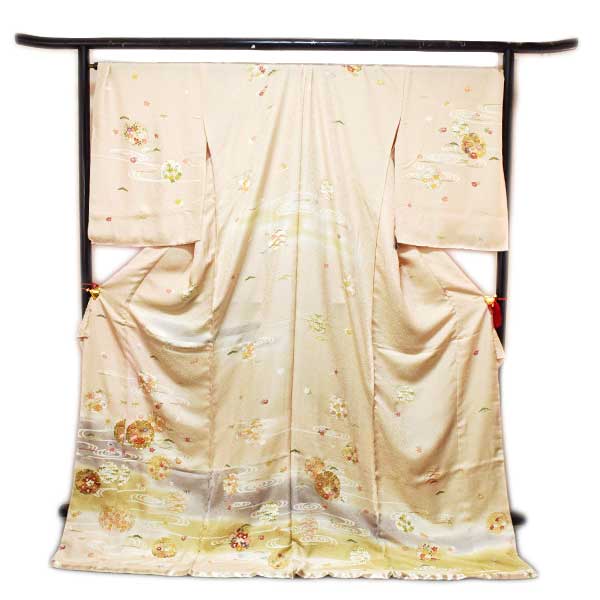 短い訪問着 無償性大きさ 仮絵羽 未仕立てもの品 正絹 京友禅