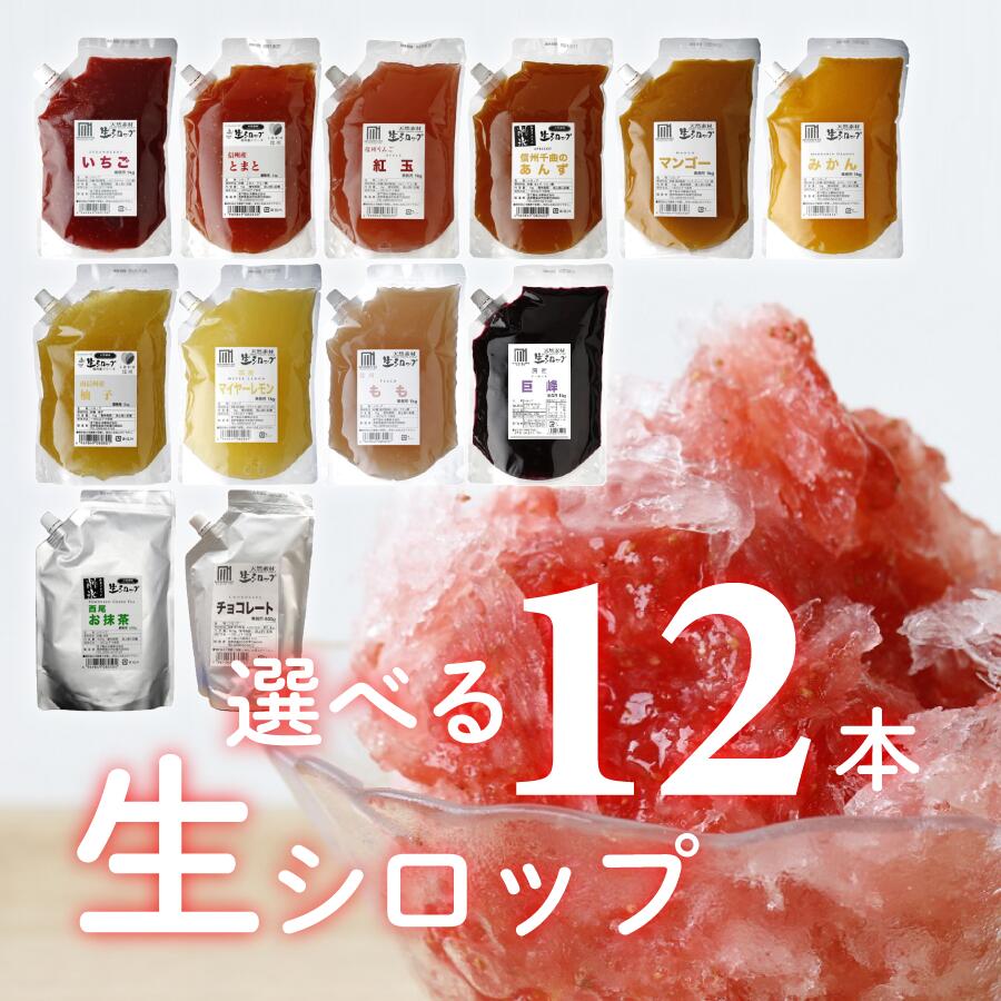 冷凍 生シロップ 選べる 1kg 【12個セット】輸入いちご/マンゴー/あんず/とまと/もも/紅玉ゆず/みかん/レモン/抹茶/チョコレート/きなこ/巨峰 氷屋さんちの削氷 信州 果物 天然素材 かき氷シロップ イベント