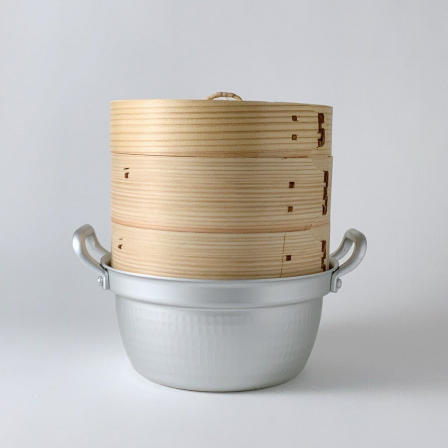 直火専用 セイロスターターセット 18cm（鍋、本体2個、蓋1個）［杉製 せいろ 蒸篭 蒸し料理 蒸す ヘルシー 温野菜 かっぱ橋 合羽橋 高橋総本店 TAKASO スタートセット］