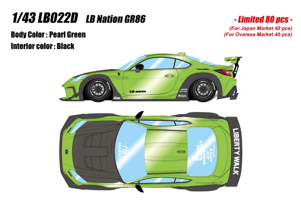 【送料無料】　EIDOLON 1/43 LB Nation GR86 パールグリーン 完成品ミニカー LB022D
