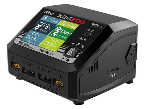【送料無料】 HiTEC Multi Charger X2 AC PLUS 200 充電ケーブル付きセット AC/DC 充・放電器 44349