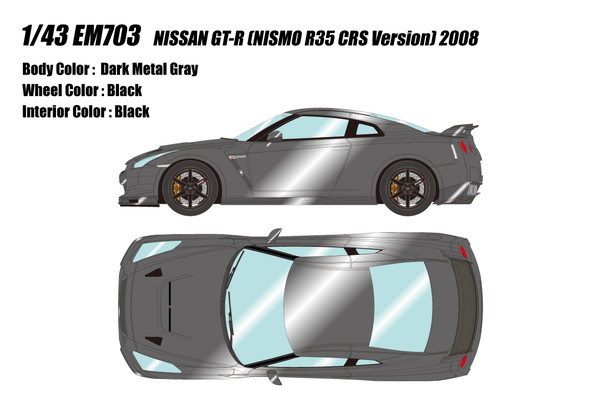 【貨物輸送無料】 EIDOLON 1/43 NISSAN GT-R (NISMO R35 CRS Version) 2008 ダークメタルグレー 成し遂げる品ミニカー EM703