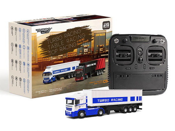 【日本正規品】　【送料無料】　HiTEC Turbo Racing 1/76 C50-WH トレーラートラック ホワイト 2.4GHz 技適認証済 電動R/C 送信機付きRTRフルセット｜トイスタジアム1号店